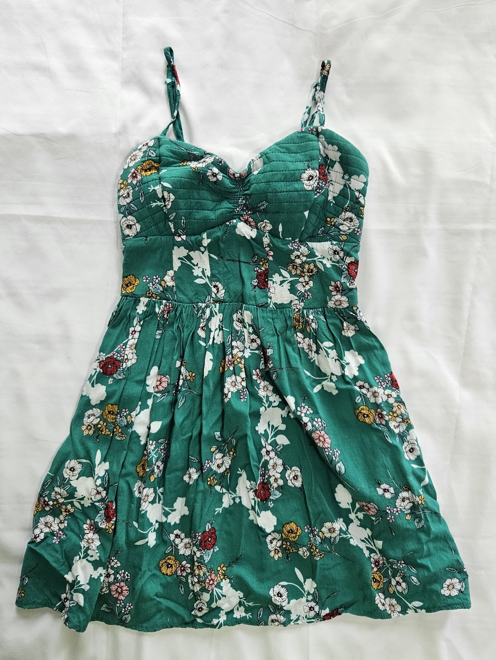 Band Of Gypsies Womens XS Green Floral Mini Skater Dress